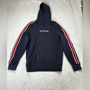 Hollister Hoodie‎ Pullover Sweatshirt Red White Stripe Trim Mens Size S
